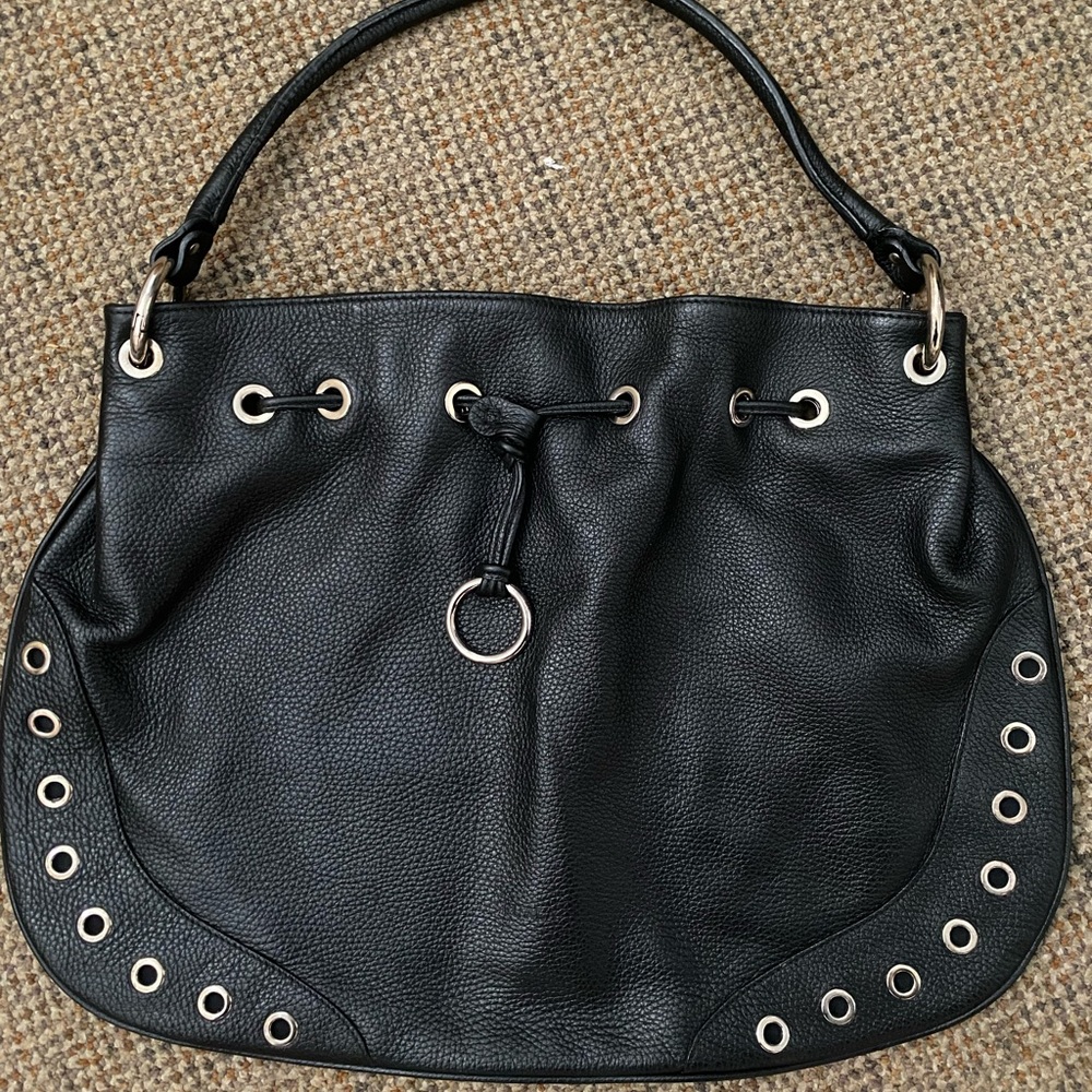 Furla Large black leather hobo bag